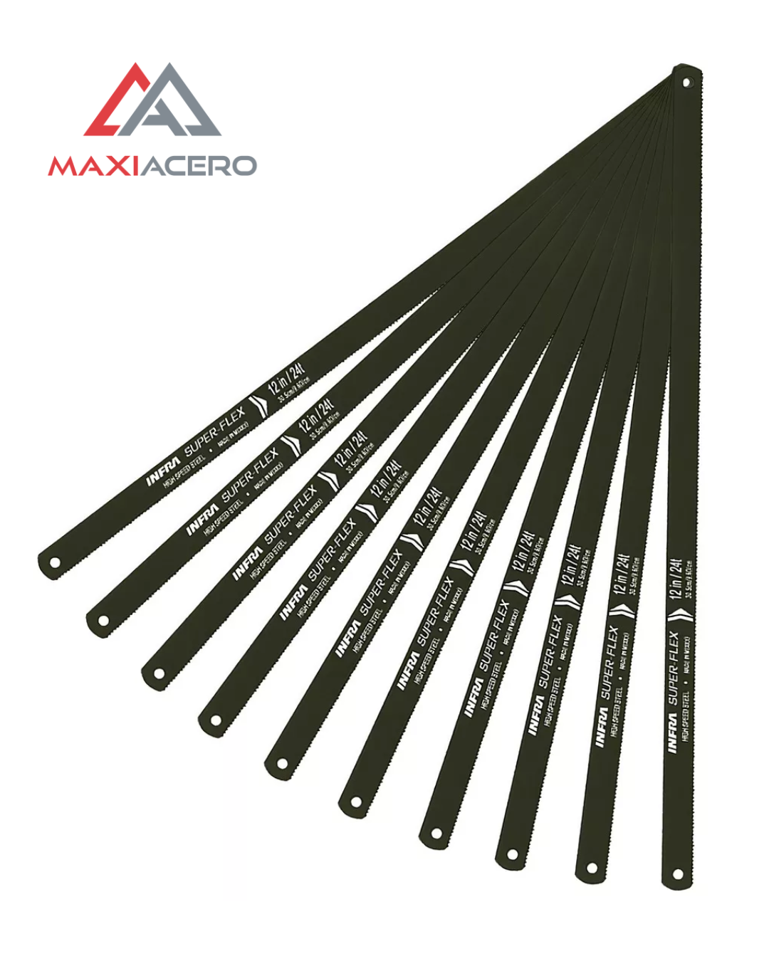10 Hojas de Segueta Infra Superflex Fina 24 DPP para Corte de Metal