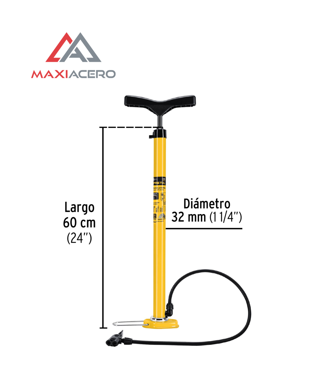 Bomba Manual Para Inflar De 23', Pretul 21690 Color Amarillo