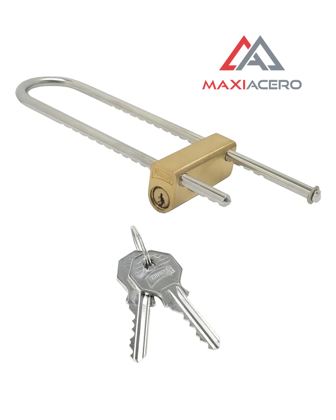 Candado Phillips Modelo 8 de Latón | Gancho Extra Largo Ajustable