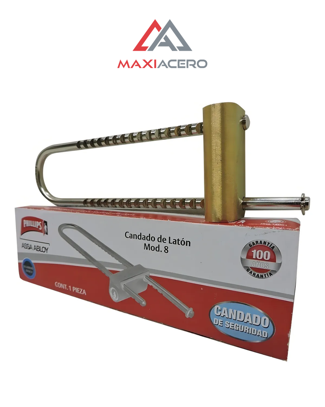 Candado Phillips Modelo 8 de Latón | Gancho Extra Largo Ajustable