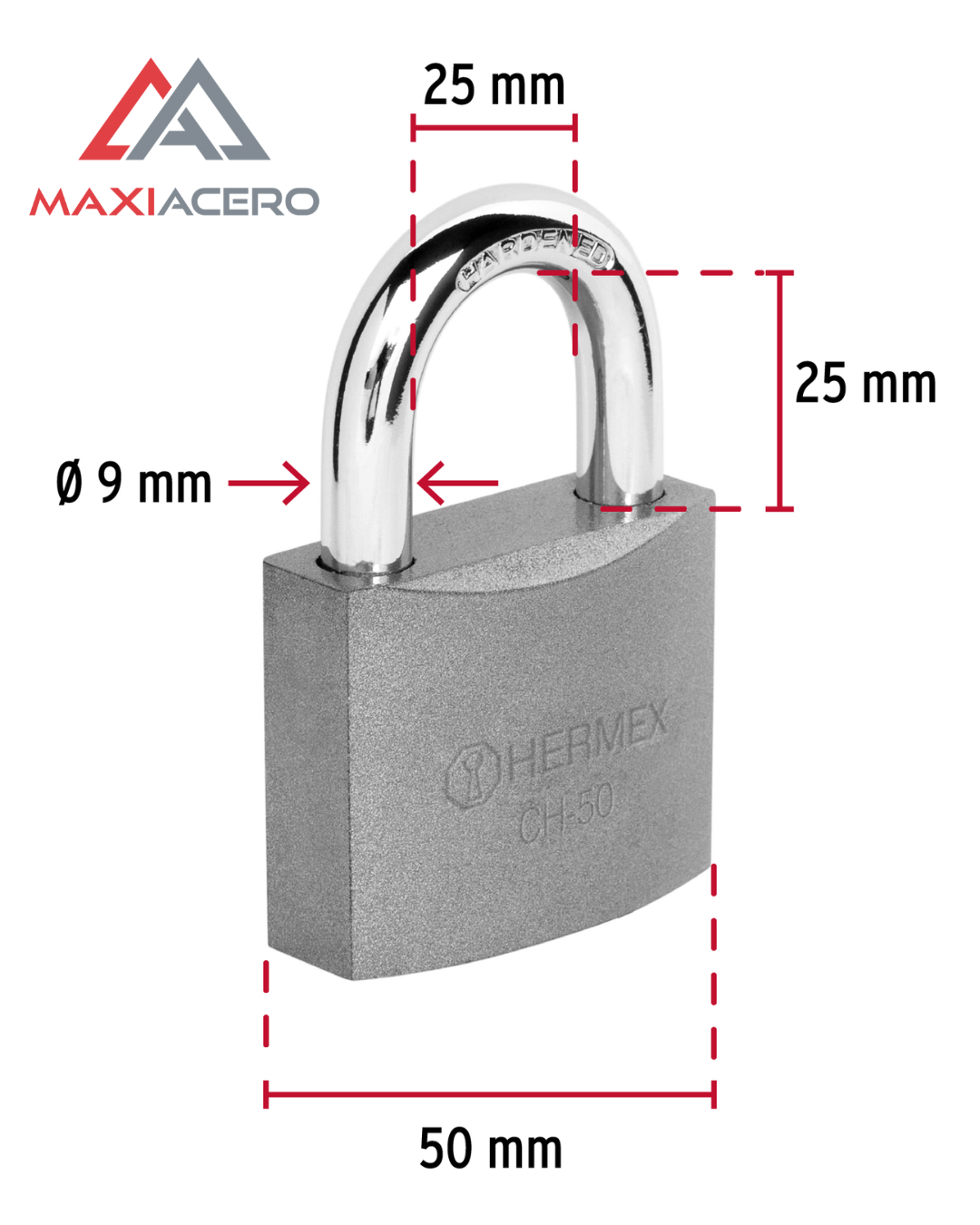Candado De Hierro 50mm Gancho Corto Caja Hermex Plateado 43317