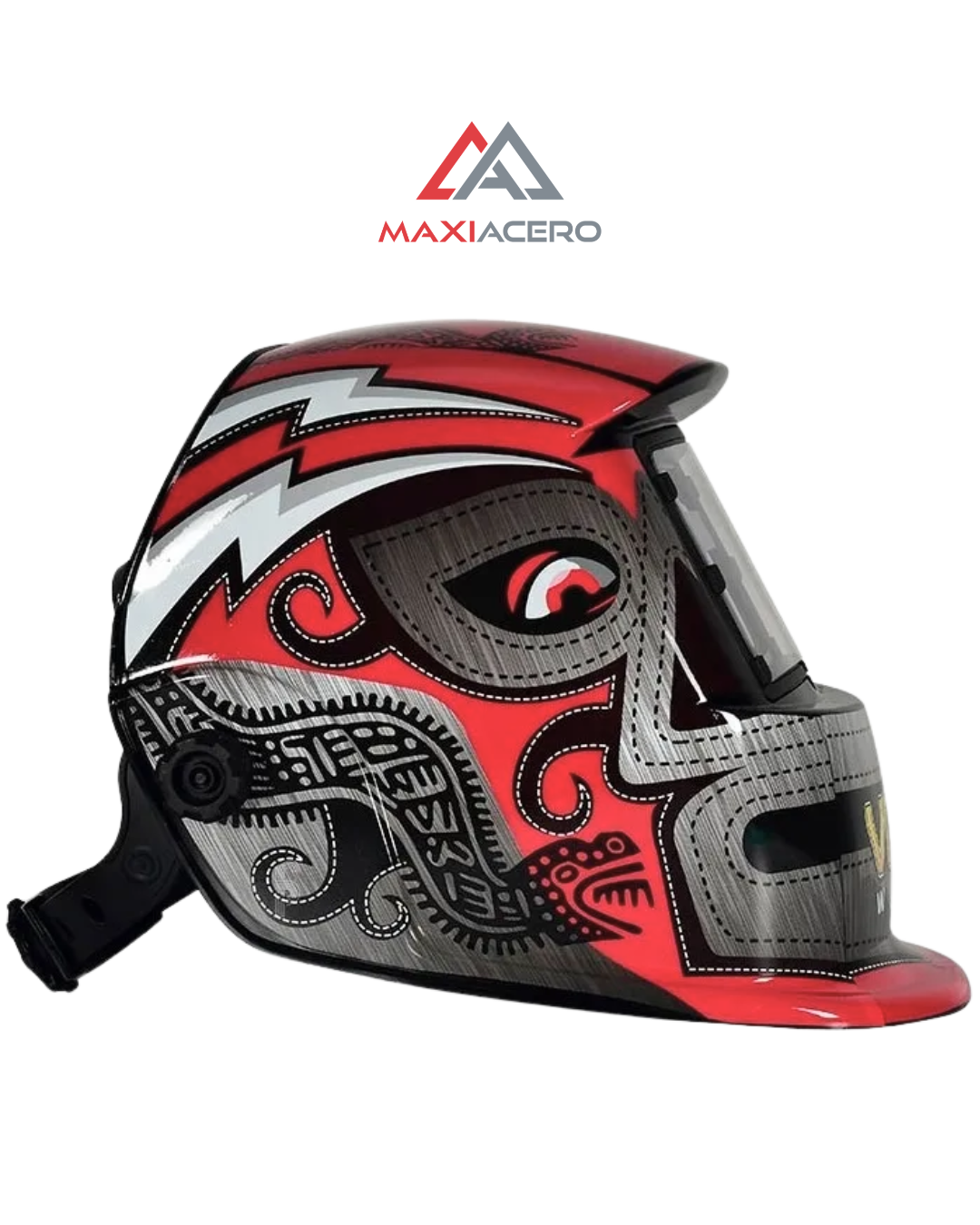 Careta para Soldar Electrónica Volt | Diseño Luchador Rojo 2 Sensores