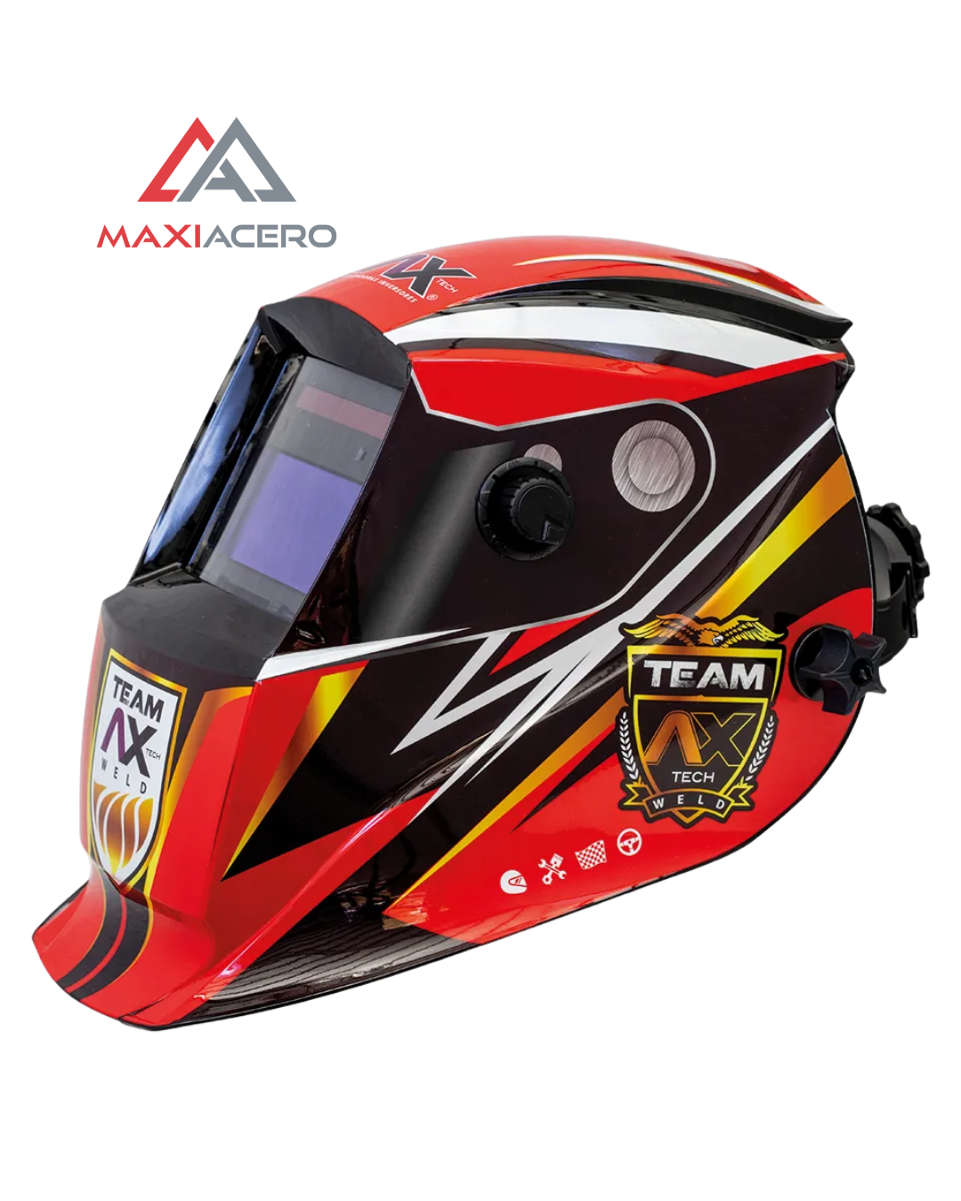Careta Electrónica para Soldar Axtech Diseño F1 Red Sombra Variable
