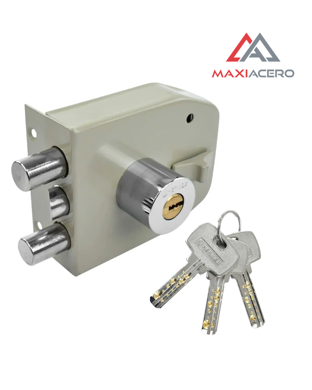 Cerradura de Sobreponer Hermex 43484 | 2 Barras Instala-Fácil Llave de Puntos