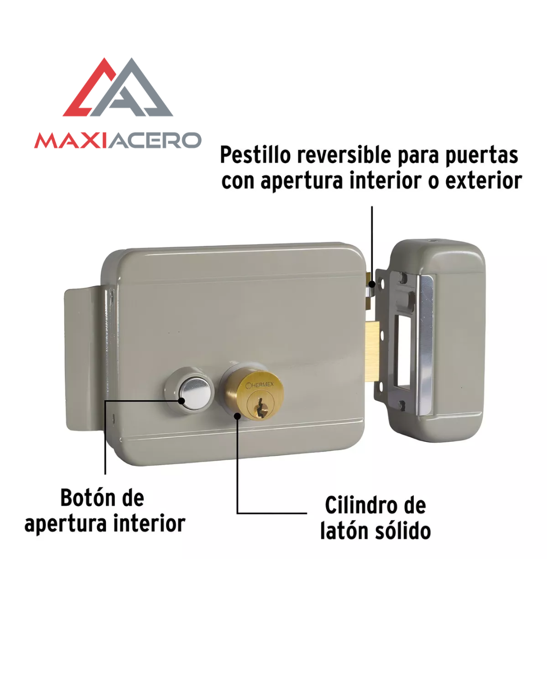 Cerradura Electromecánica con Botón Hermex 47979 | Derecha para Interfón