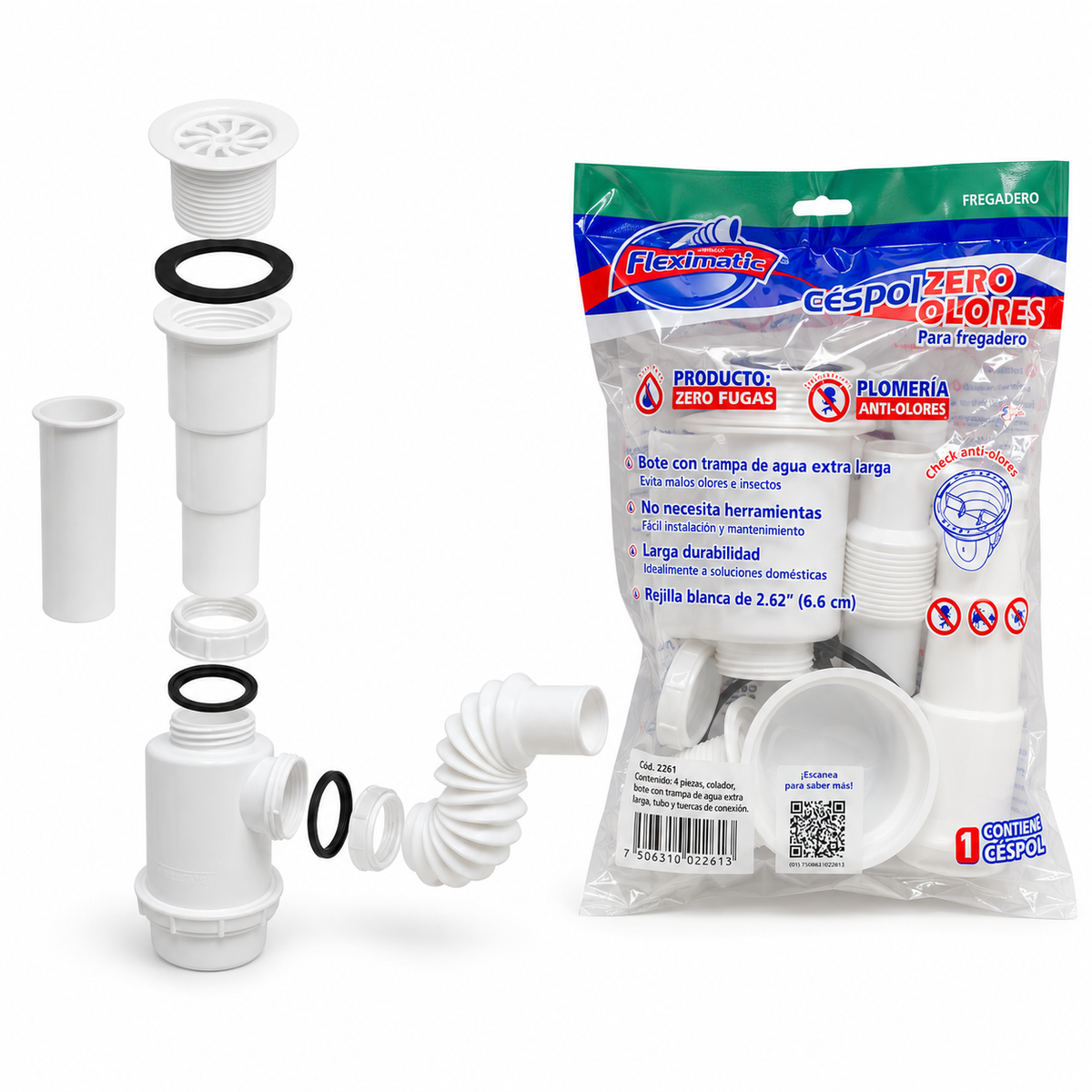 Céspol Flexible para Fregadero con Bote Grande | Fleximatic 2291
