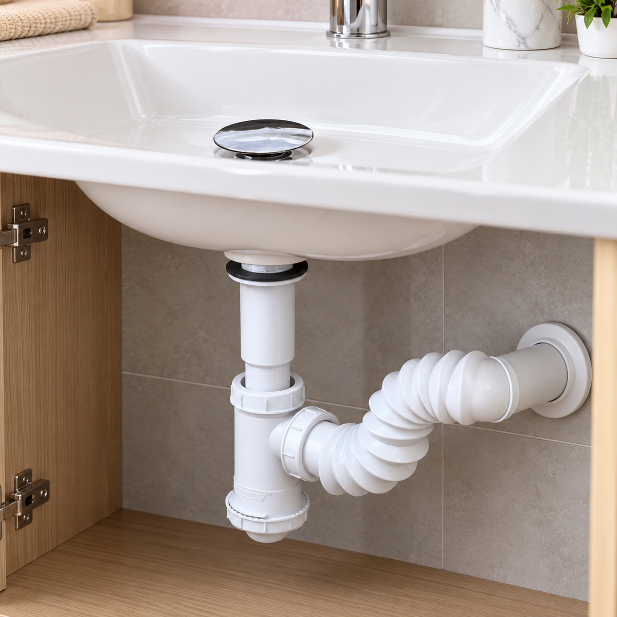 Céspol Flexible para Lavabo y Ovalín con Membrana Anti-Olores Fleximatic 2218B