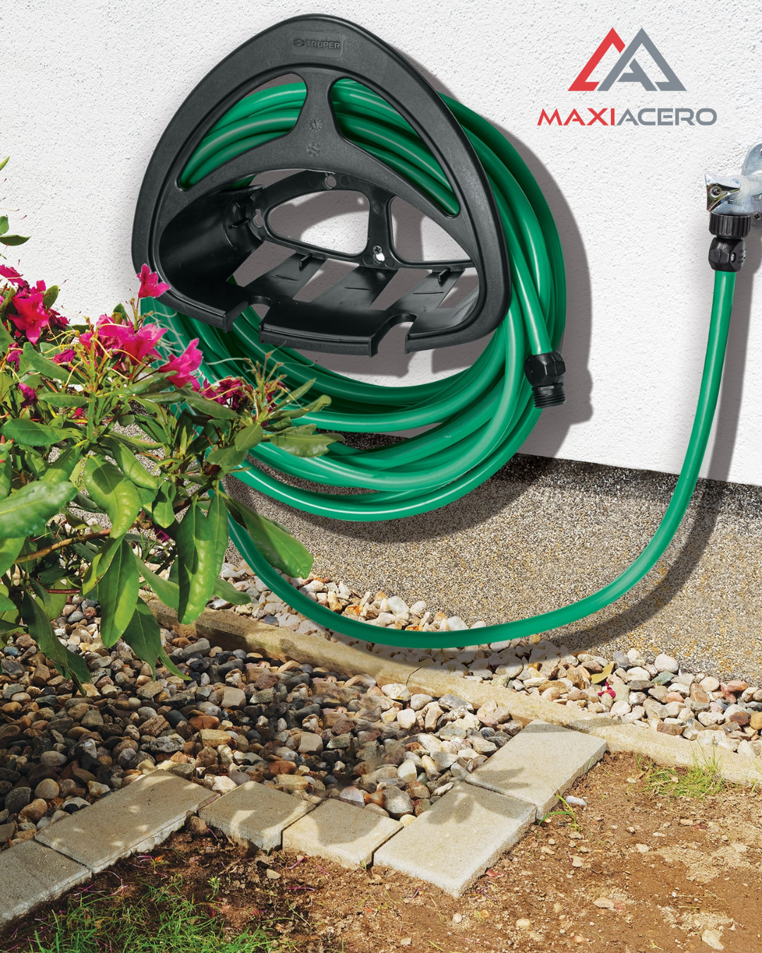 Combo Manguera para Jardín Pretul 15m x 1/2" con Portamanguera Negro