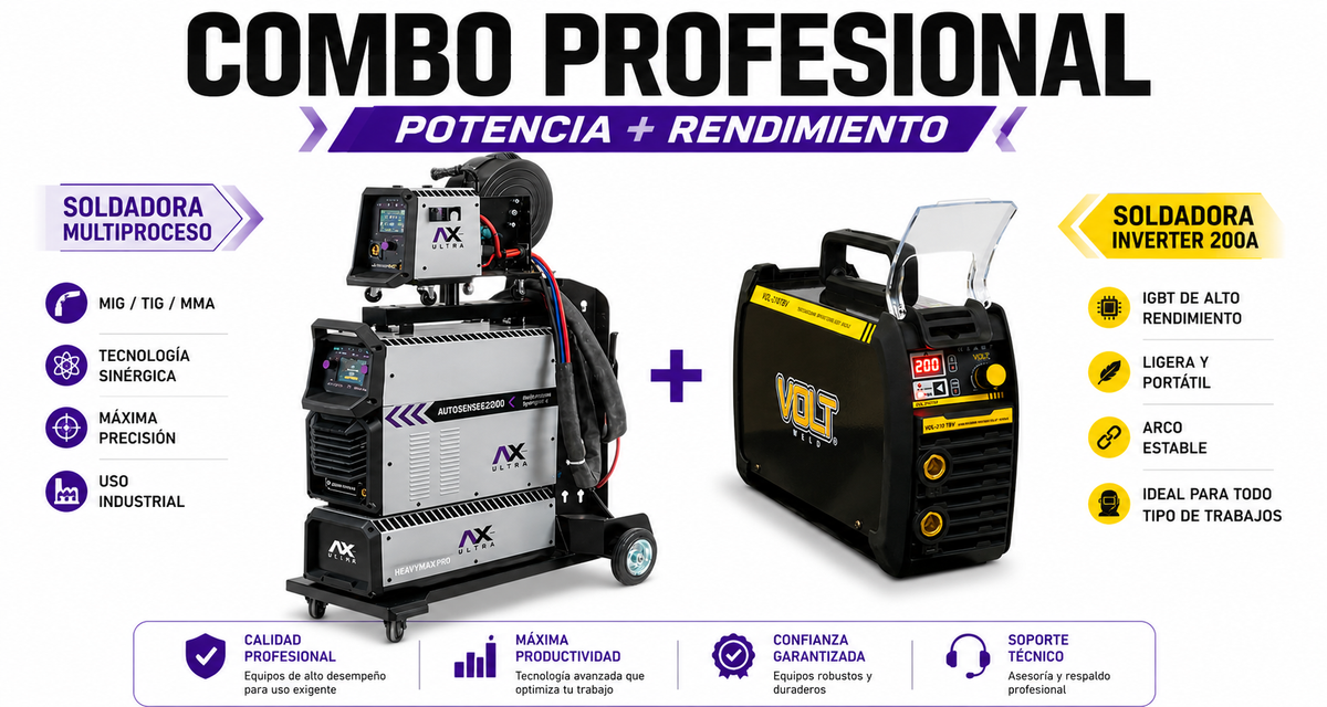 Edición Limitada: Pack Soldadura Pro AXT-SUPERMIG500LCD con Planta Volt-VOL-210TBV-C4 de Regalo