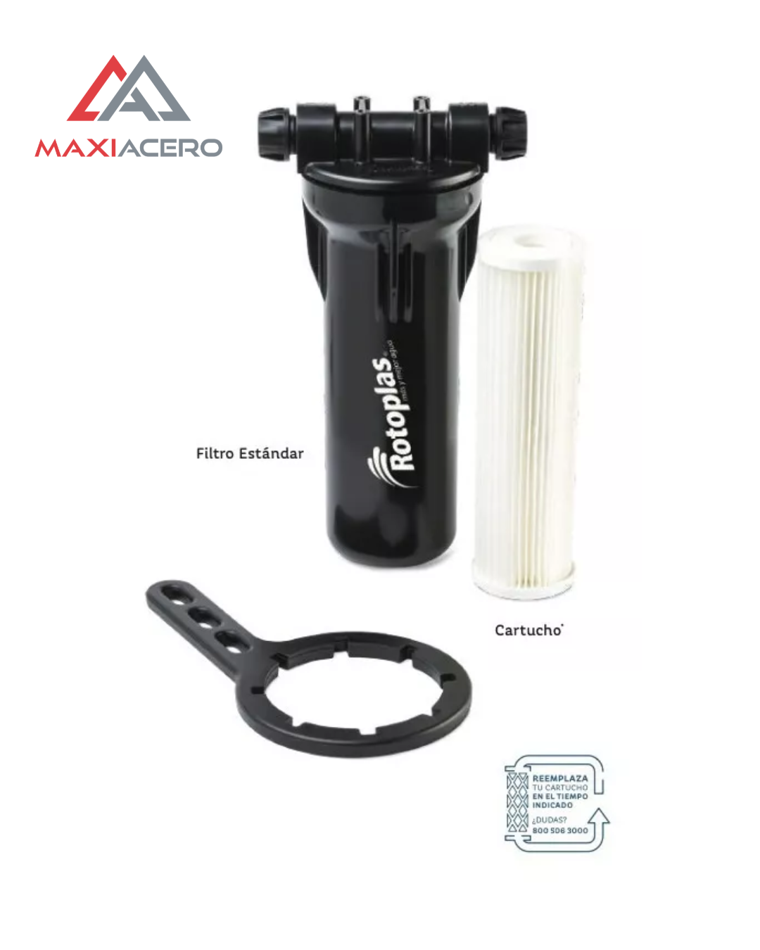 Filtro de Sedimentos Rotoplas Estándar | Cartucho Lavable Negro