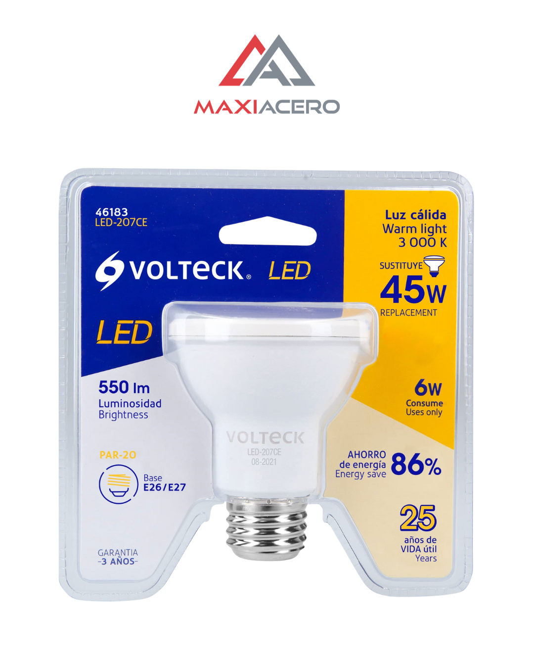Foco Lampara LED 6W PAR 20 Luz Calida Volteck 46183