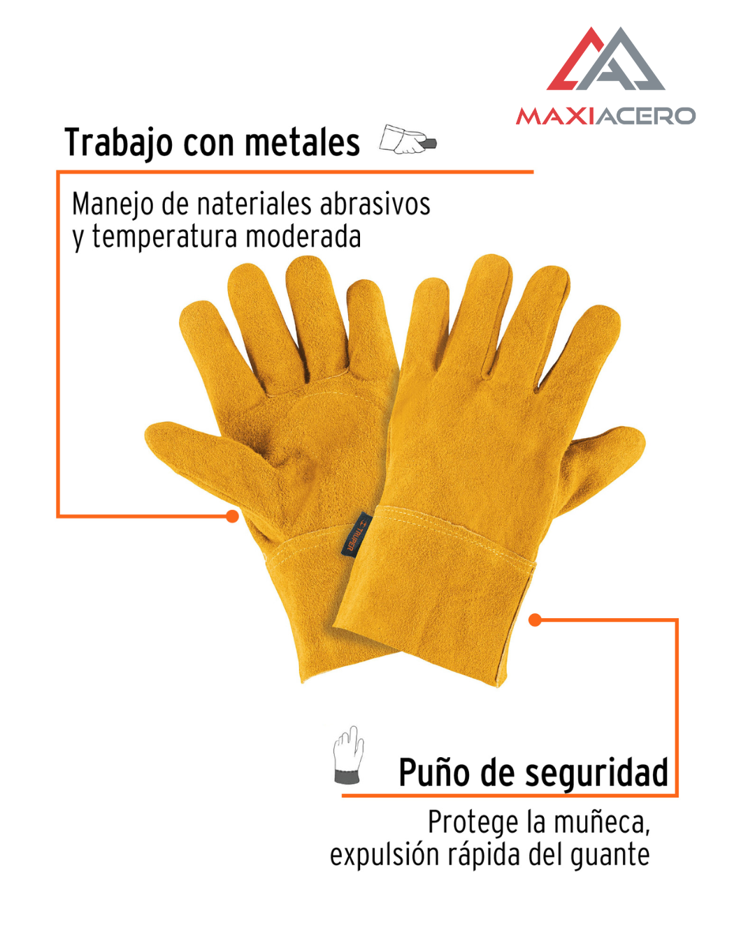 Guantes de Carnaza Cortos Truper 14241 | Para Trabajo Rudo Unitalla