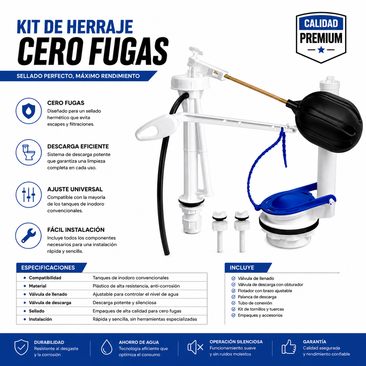 Juego de Herrajes para W.C. con Válvula de Descarga de 3" Fleximatic 2706