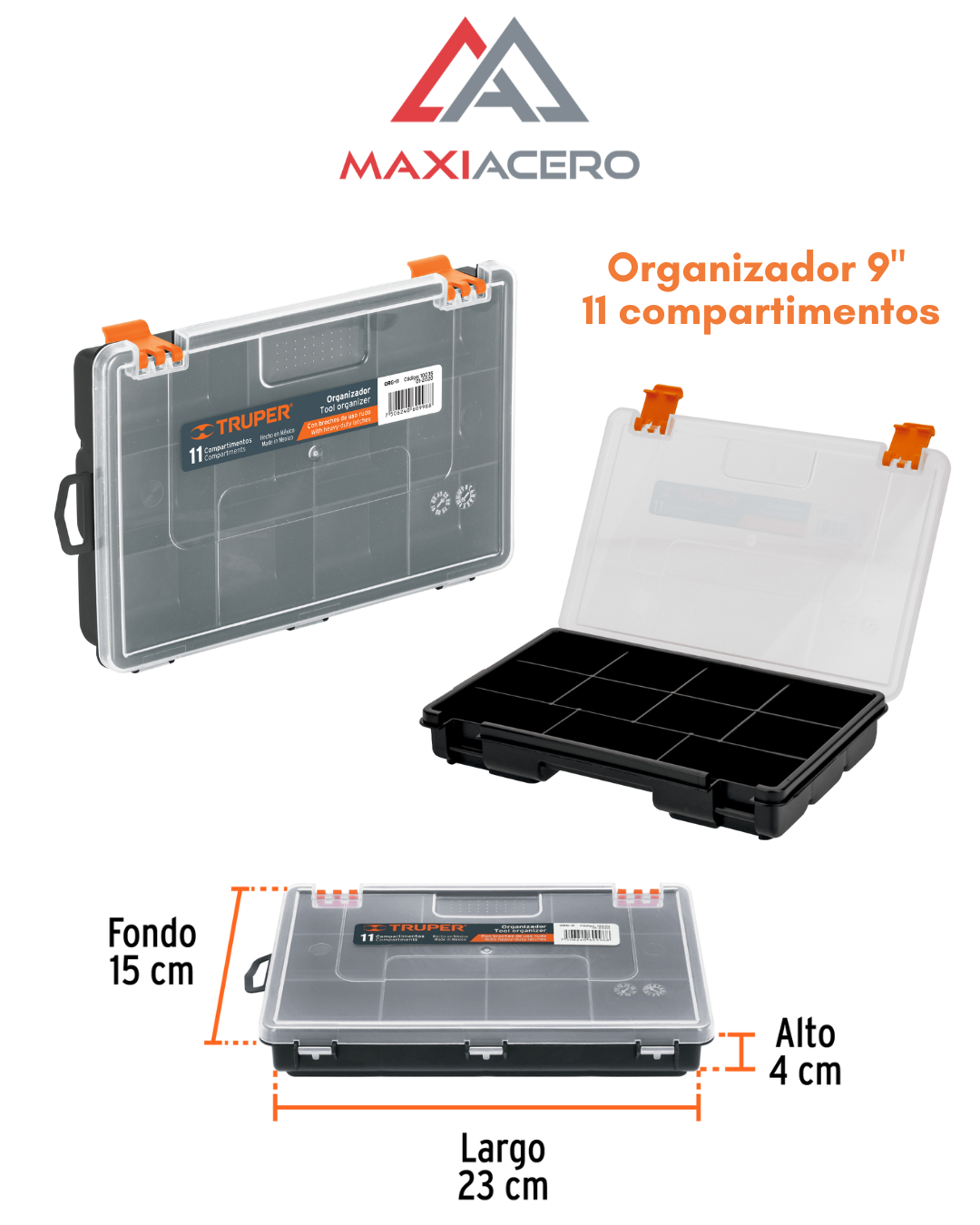 Kit Organizador Caja Herramienta Truper 11, 13, y 15 Divisiones
