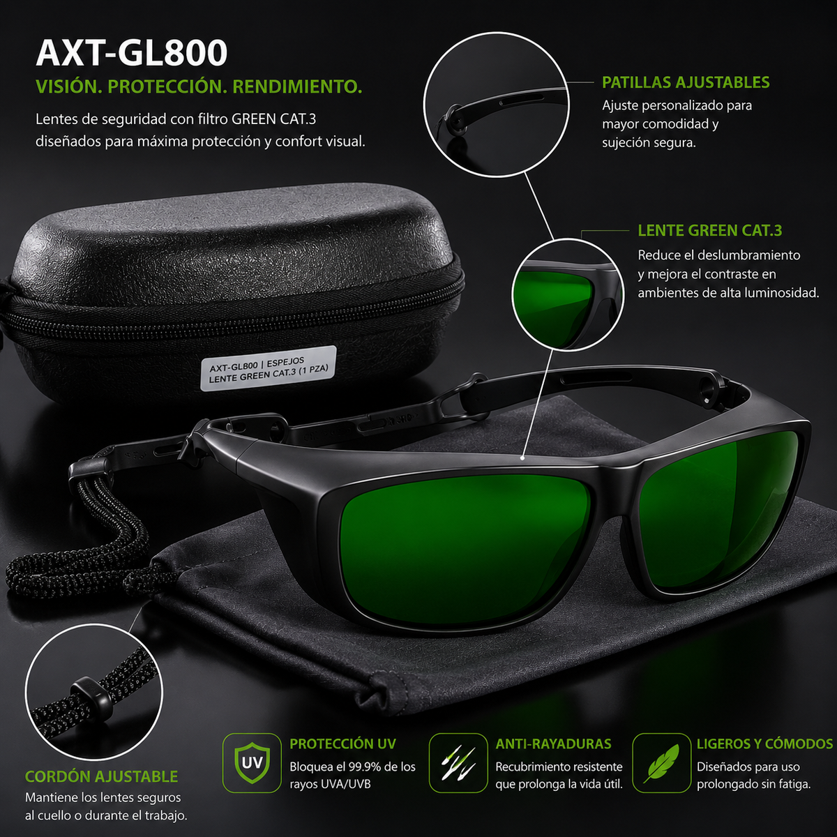 Lentes de Protección para Soldadura Láser DIN4 Ax Tech | AXT-GL800