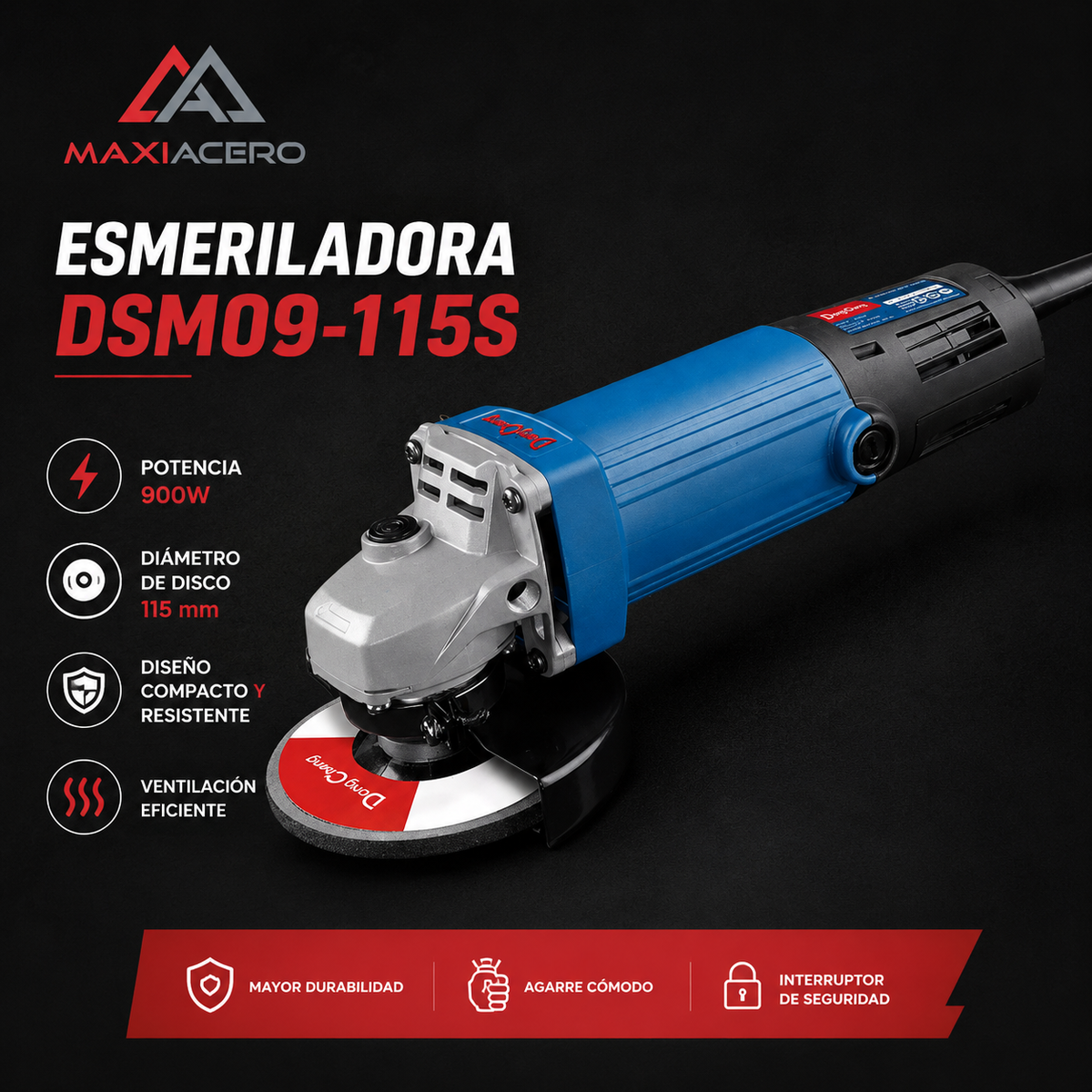 Miniesmeriladora Industrial DongCheng 4-1/2" 880W (Mod. DSM09-115S)