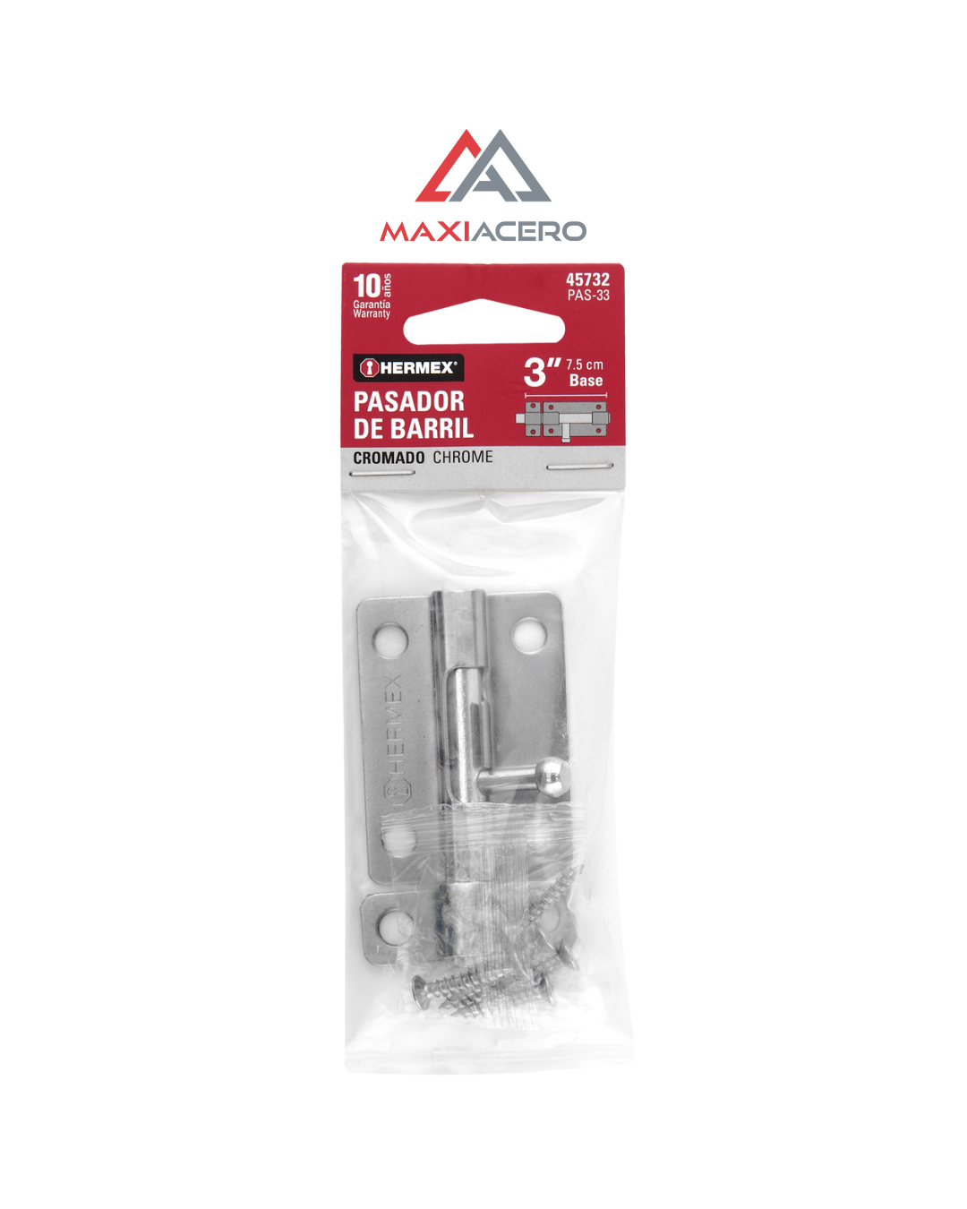 Pasador De Barril De Acero Cromo 3', Hermex 45732