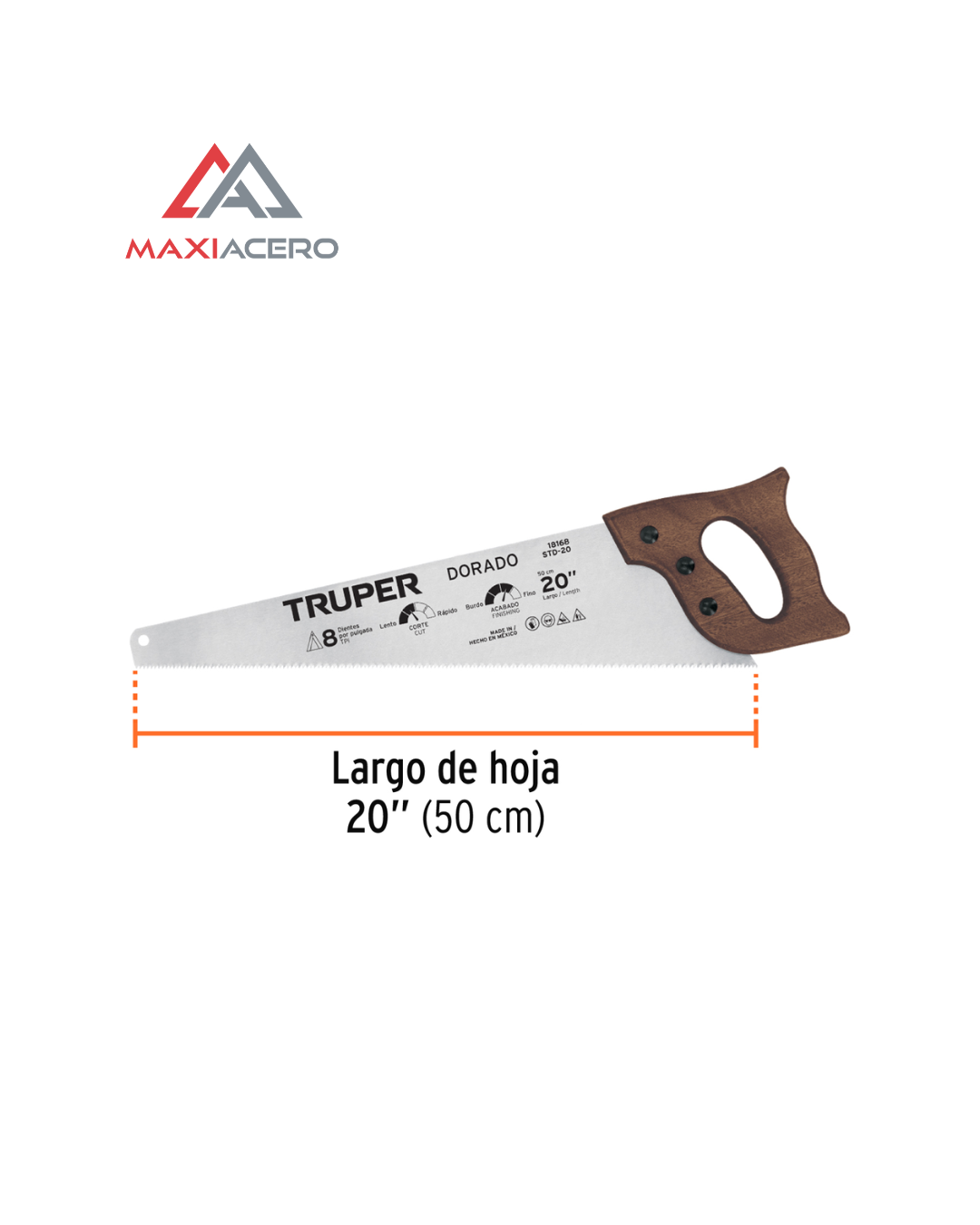 Serrote Dorado 20' Serrucho Carpintero 50cm Truper 18168