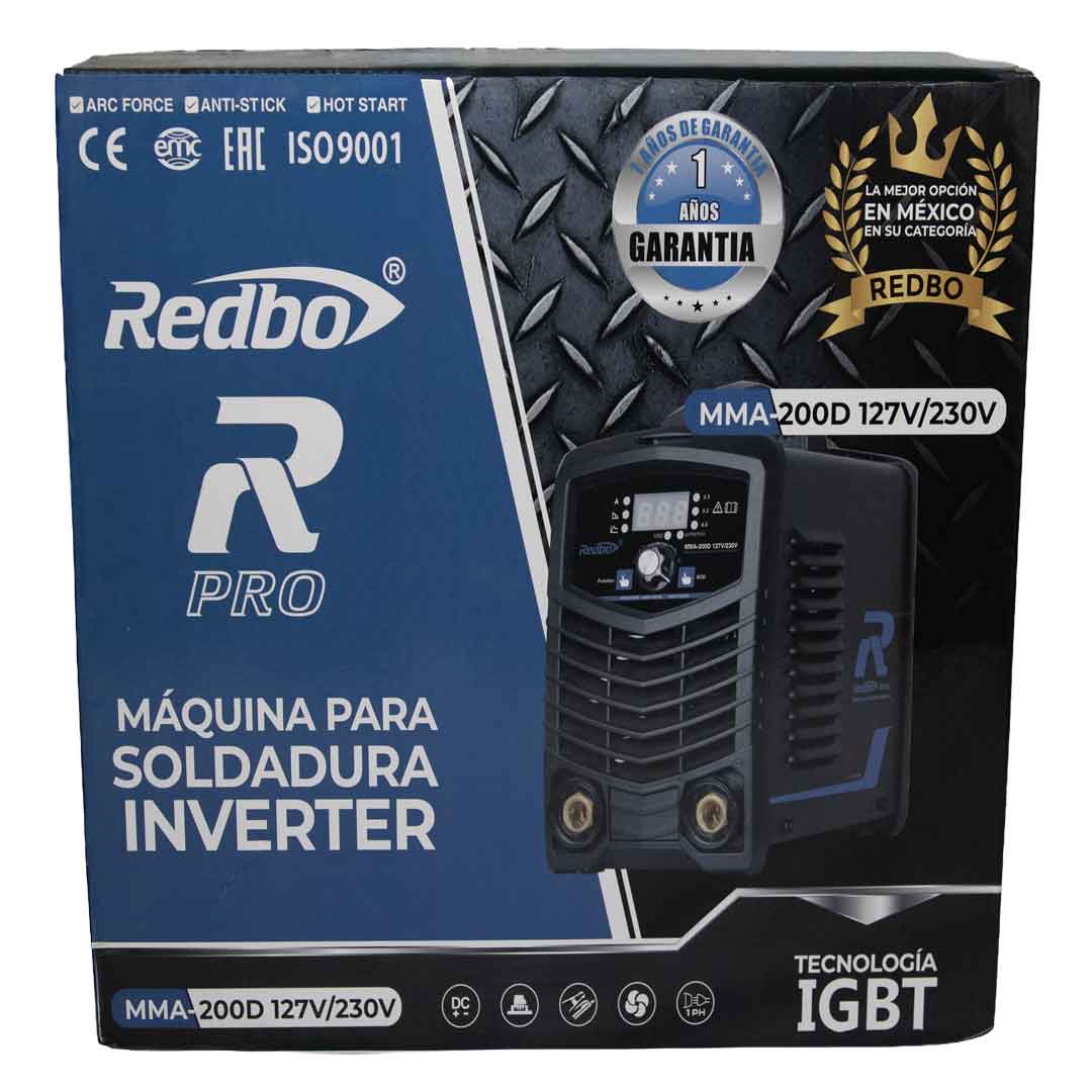 Soldadora Inversora Redbo MMA-200D 200A 220V IGBT | Para Electrodo 6011, 6013, 7018