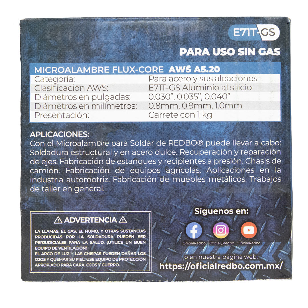 Soldadura De Microalambre Flux Core 1mm 1 Kilo Redbo