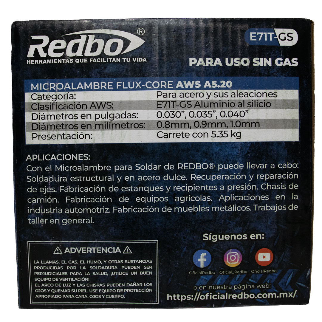 Soldadura De Microalambre Flux Core 0.9mm 5kg Redbo