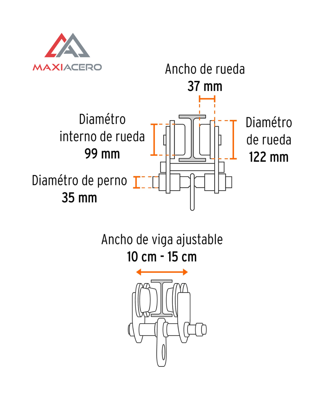 Trole De Carga Para Viga 3 Ton Truper 101078