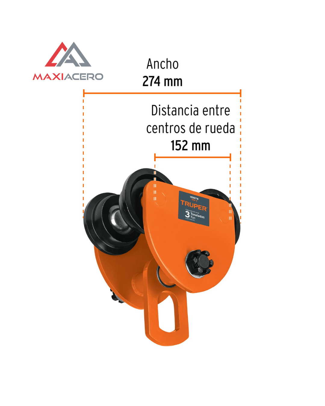 Trole De Carga Para Viga 3 Ton Truper 101078