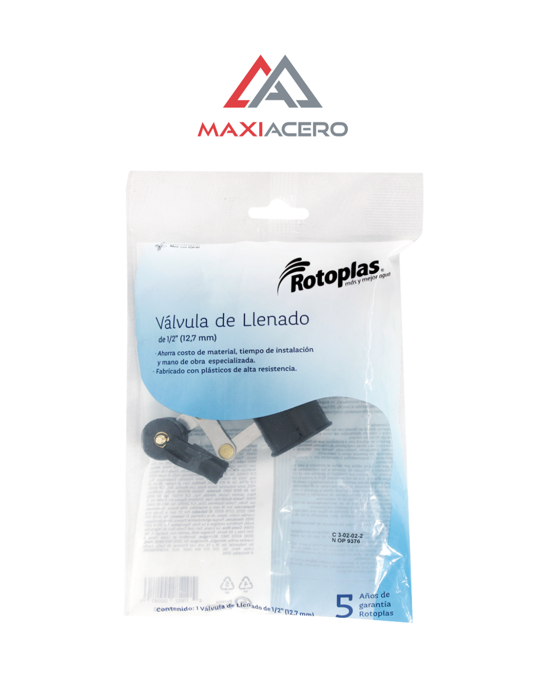 Válvula de Llenado Rotoplas de 1/2" para Tinaco y Cisterna
