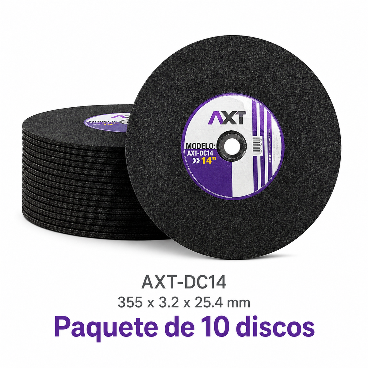 Disco de Corte 14 Pulgadas para Tronzadora AXT-DC14 (Caja de 10 Discos)