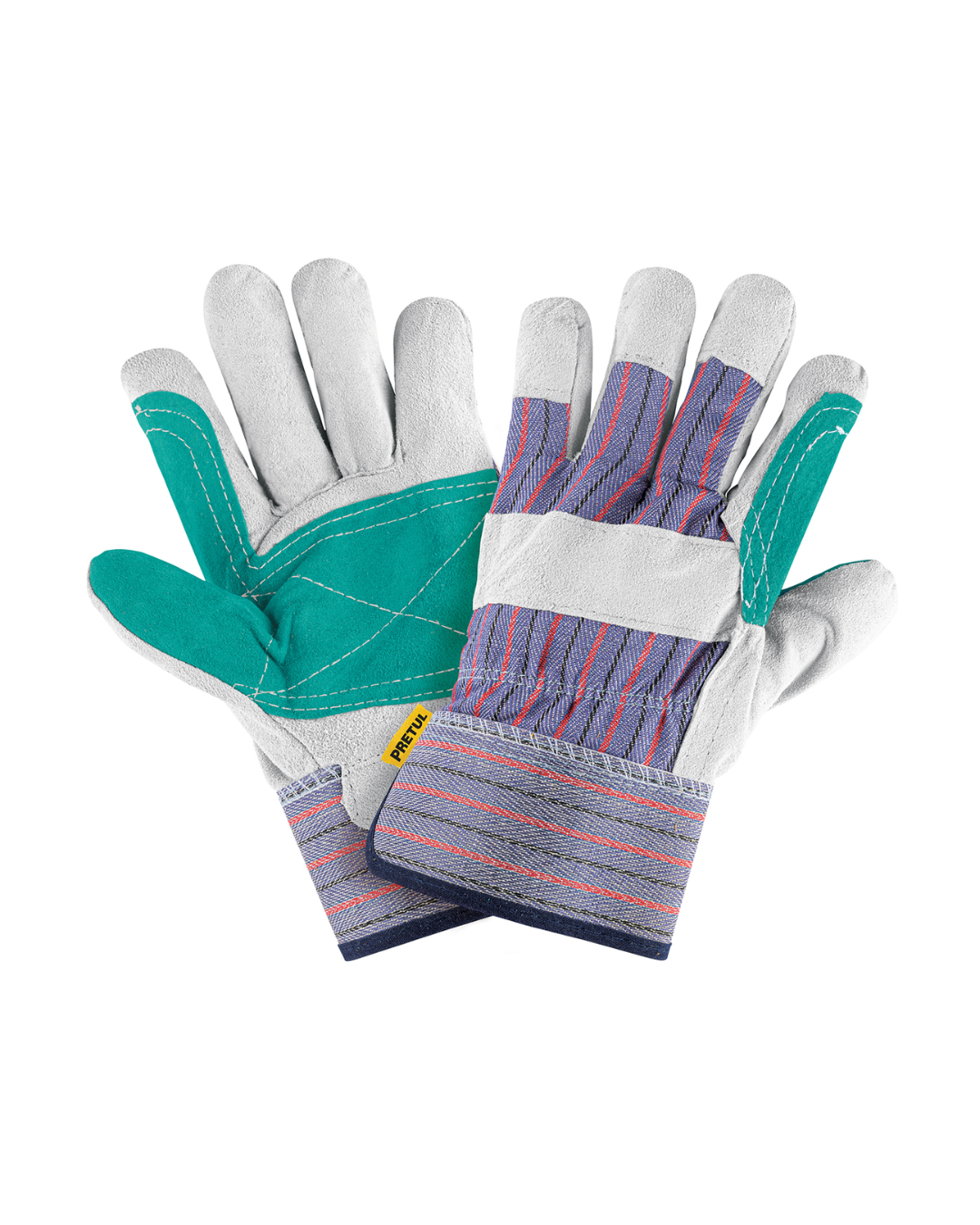 Guantes Carnaza/tela Verde Uso General Pretul 29977