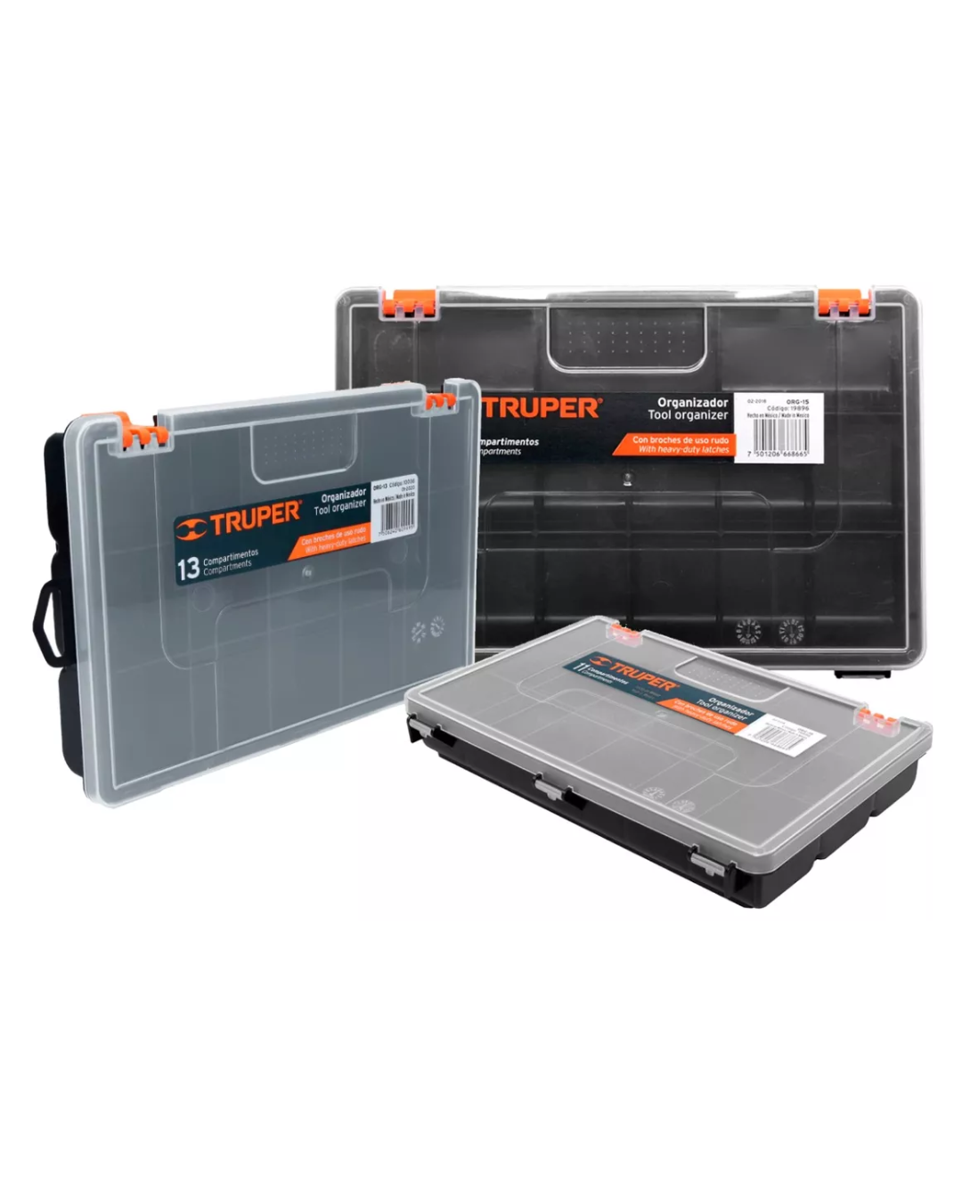 Kit Organizador Caja Herramienta Truper 11, 13, y 15 Divisiones