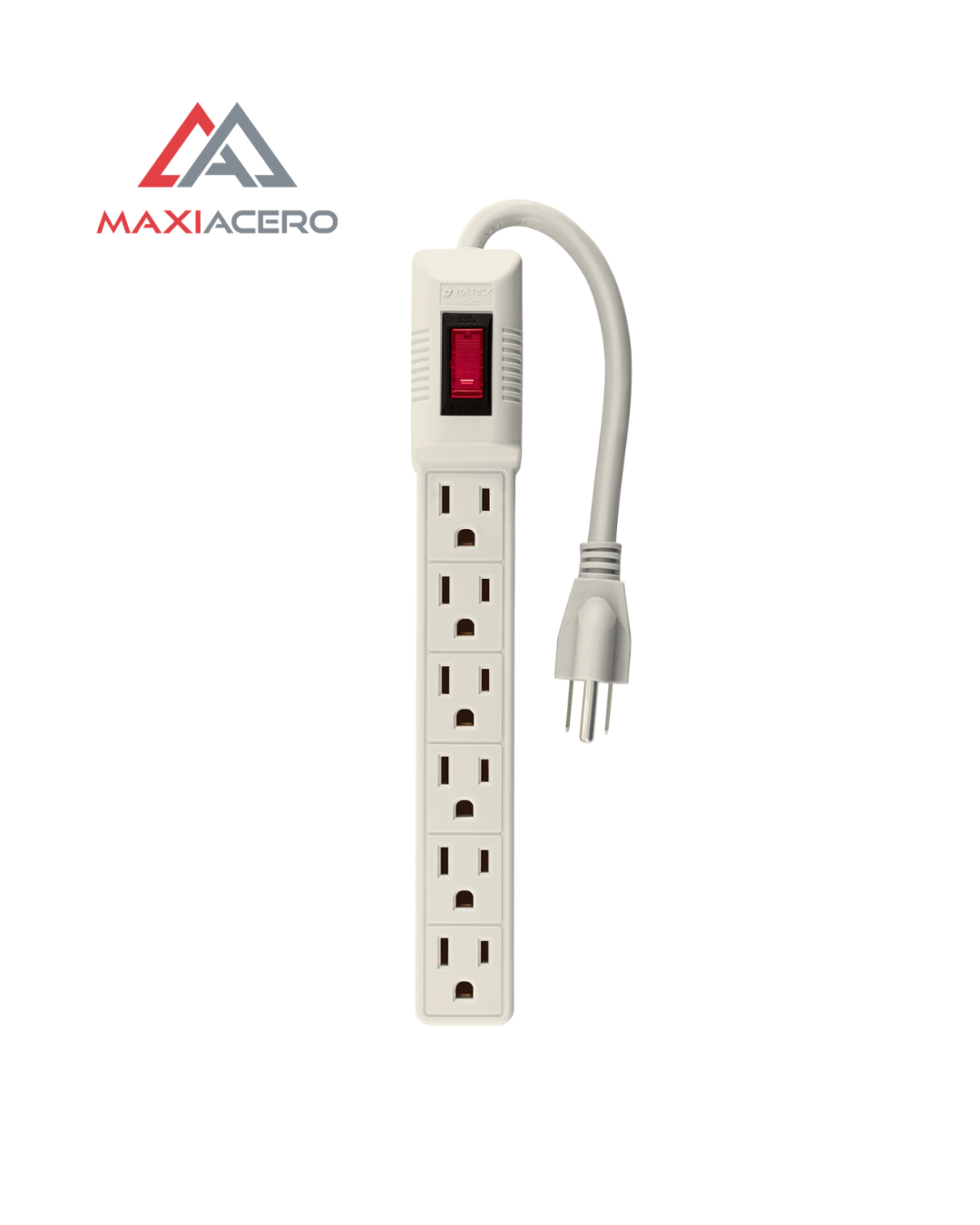 Multicontacto 16 Awg Doméstico 6 Entradas, Volteck Color Blanco