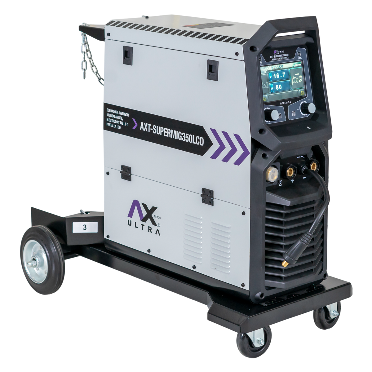 Soldadora Microalambre 350 A Multifase Axtech Supermig350lcd