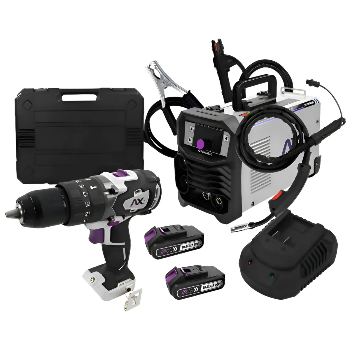 Combo Soldadora Multiproceso Axtech 120A y Rotomartillo (Mod. AXT-EM120LED-C2)