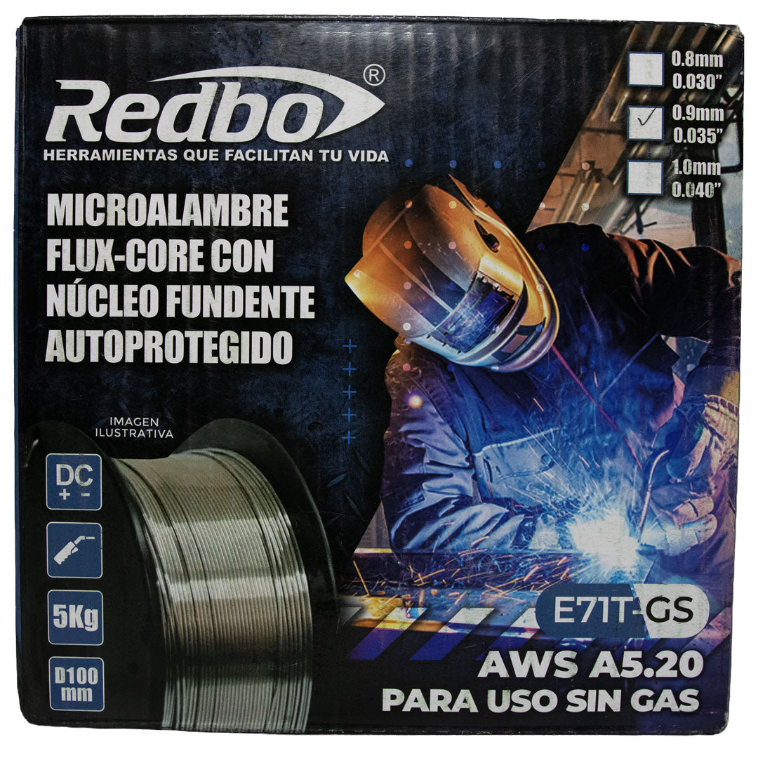 Soldadura De Microalambre Flux Core 0.9mm 5kg Redbo